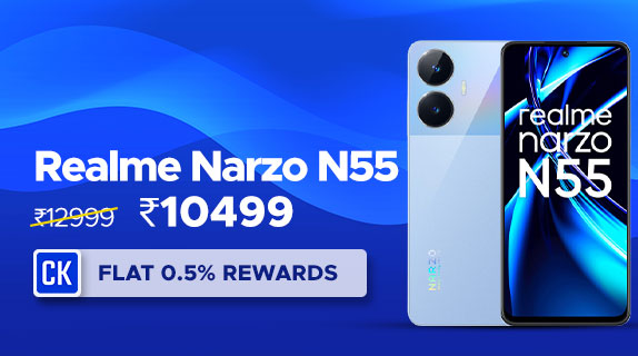 Amazon: Flat Rs 500 Off Code on Realme Narzo N55 + Flat 0.5% CashKaro Rewards